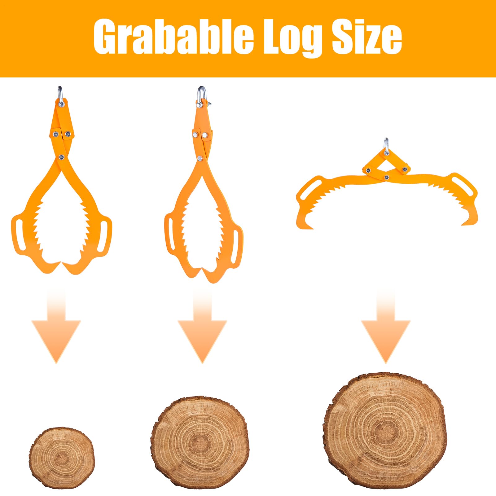 Graple de registro, Log Tongs para Tractor Grabador de troncos de 30 | Capacidad de carga de 3307 lb Hook de garra de madera, herramienta de registro de servicio pesado para t