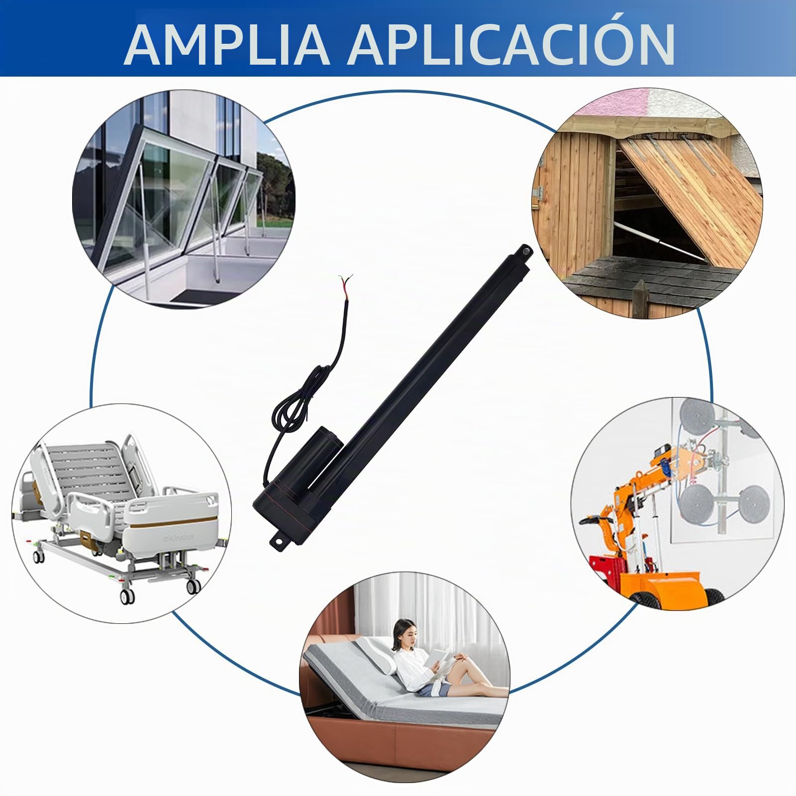 Hub de 1000 mm, 3000 N, IP65, resistente al agua, actuador lineal, motor lineal de 12 V, 5 mm/s, con soportes de montaje para puertas de ascensor, armario, abridor de ventanas, apertura de
