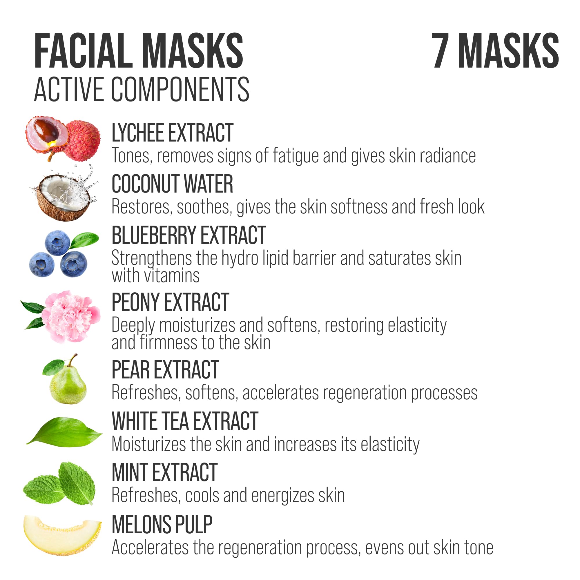 7Days Coffret Cadeau De Soins Pour Le Visage Avec Masques en Feuille - Ensemble De Masques En Tissu Hydratants, Nourrissants Coffret Cadeau Beauté Avec Masque Visage Pour Femmes 7 Pz