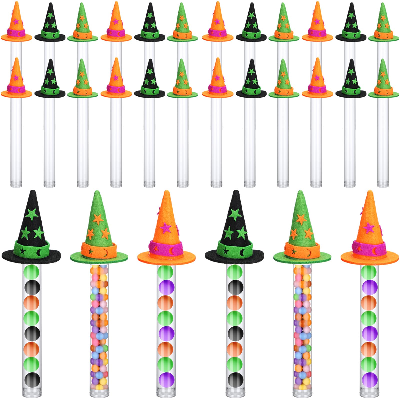 RattanView24 Pcs Clear Plastic Candy Tubes Empty DIY Candy Holder Test Tubes Candy Container for Party Favors Table Centerpieces Games Gift