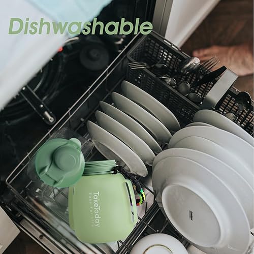 Miniatura 8 de TakeToday Botella de agua motivacional de 40 onzas con popote y mango de paracaídas, botella de agua deportiva de silicona de 1.2 L con marcador de