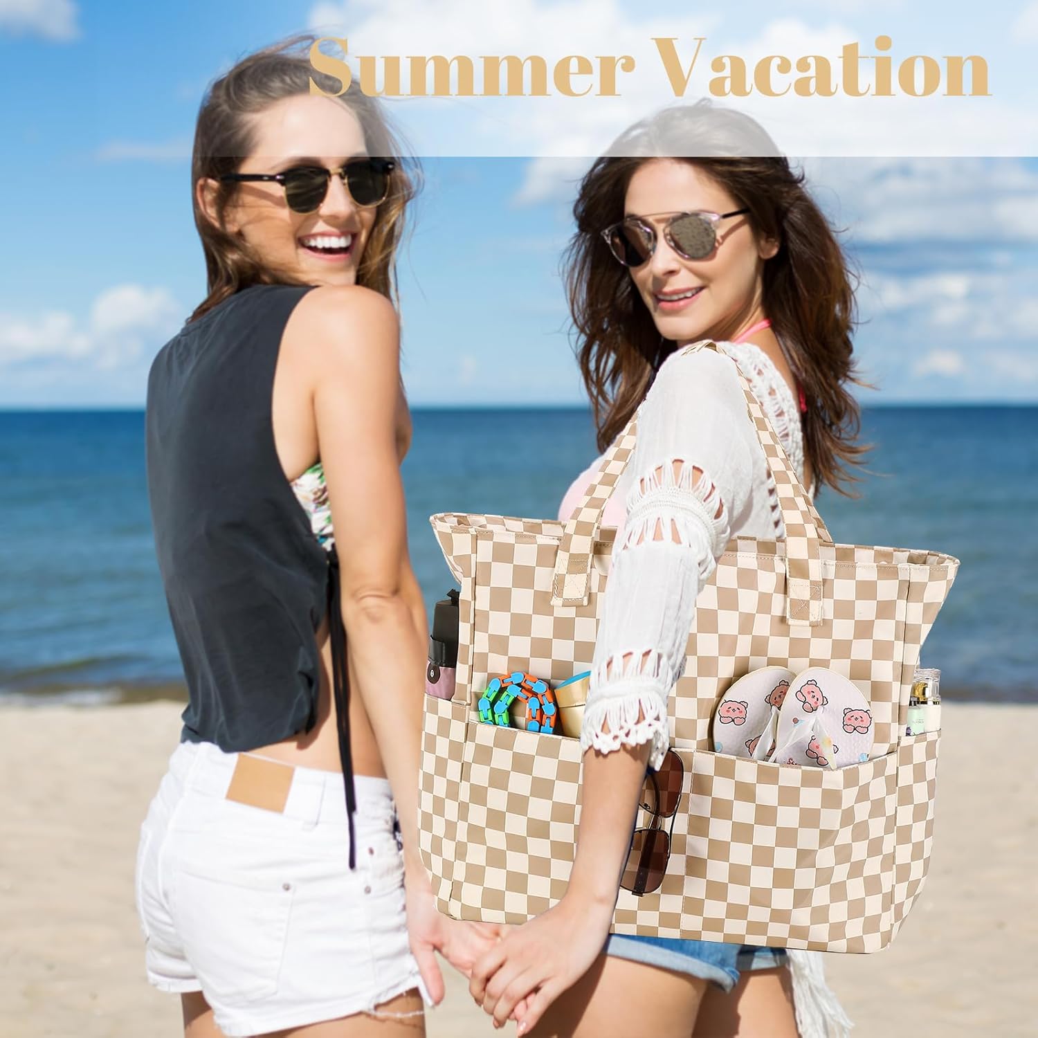 LEDAOU Large Beach Bag Women Waterproof Sandproof Zipper Beach Tote Pool Bag for Gym Grocery Travel with Wet Pocket | Waterproof, Sandproof, Zipper, Pool, Gym, Grocery - Image 8