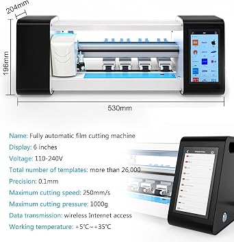 Hydrogel Film Cutting Machine, Intelligent Automatic Cutter for Mobile Phones, Tablets, Computers, DIY Function, Offline Support, 16