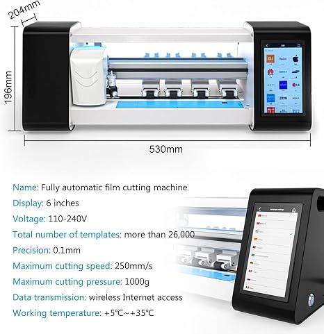 Hydrogel Film Cutting Machine, Intelligent Automatic Cutter for Mobile Phones, Tablets, Computers, DIY Function, Offline Support, 16