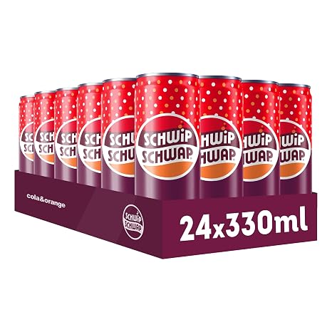 SCHWIPSCHWAP The Original - Caffeinated Cola Soft Drink with Orange Disposable Tin (24 x 0.33 L)