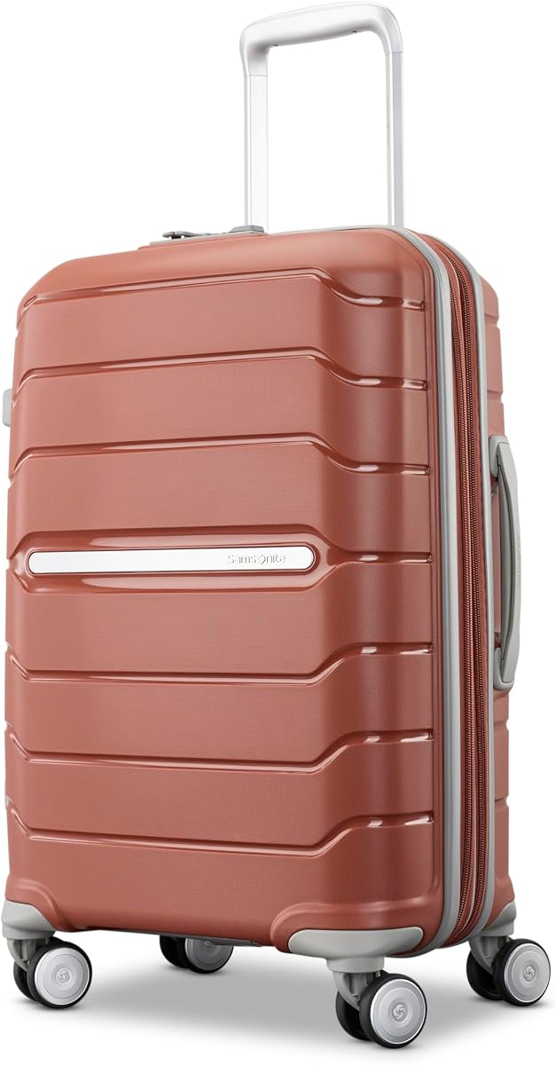 Equipaje de mano rígido Freeform con ruedas giratorias - Maleta rígida - TSA, aprobada por aerolíneas - Carcasa rígida expandible, ruedas giratorias suaves para viajes livianos - Naranja quemado