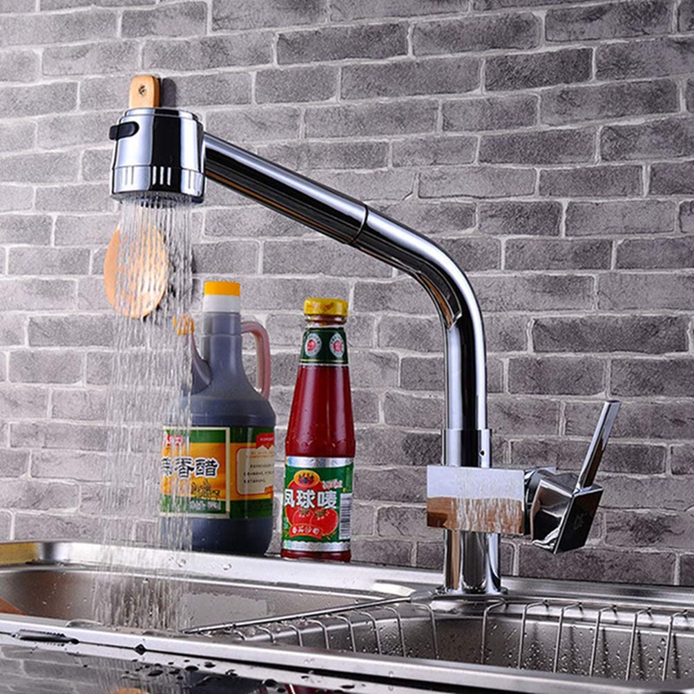 ZYCHSJXA Kitchen Faucet Pull Out Sink Water Mixer Crane Chrome Tap with Sprayer 360 Degree Swivel
