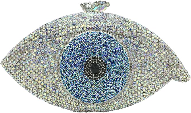Boutique De FGG Evil Eye Clutch Purse for Women Glitter Evening Bags Crystal Clutch Party Dinner Rhinestone Handbag,Mini