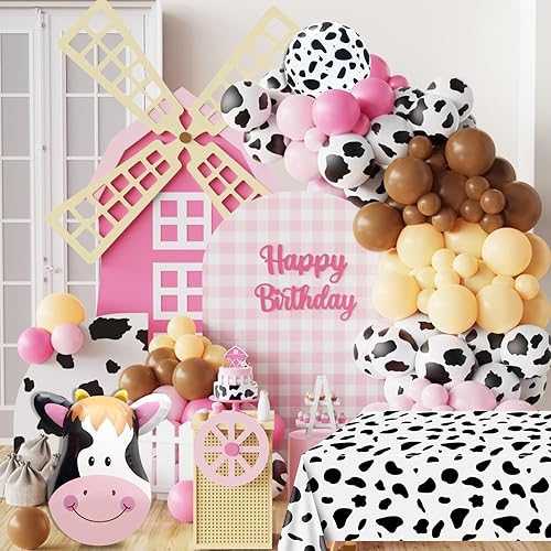 Miniatura 3 de PIXHOTUL Decoraciones de fiesta de vaca 3 manteles con estampado de vaca, 12 globos con estampado de vaca, 54 x 108 pulgadas, fundas rectangulares