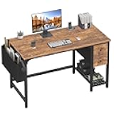 Lufeiya Computer Desk with Fabric Drawers, 47 Inch Desk for Small Space Home Office, Modern Simple Study Writing Table PC Desks for Bedroom, Rustic Brown