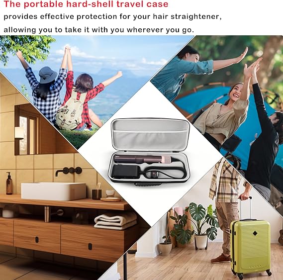 Hard Travel Case Compatible with Dyson airstraight HT01 Hair Straightener & Power Supply, Waterproof and Shockproof Storage caryying case (Black)
