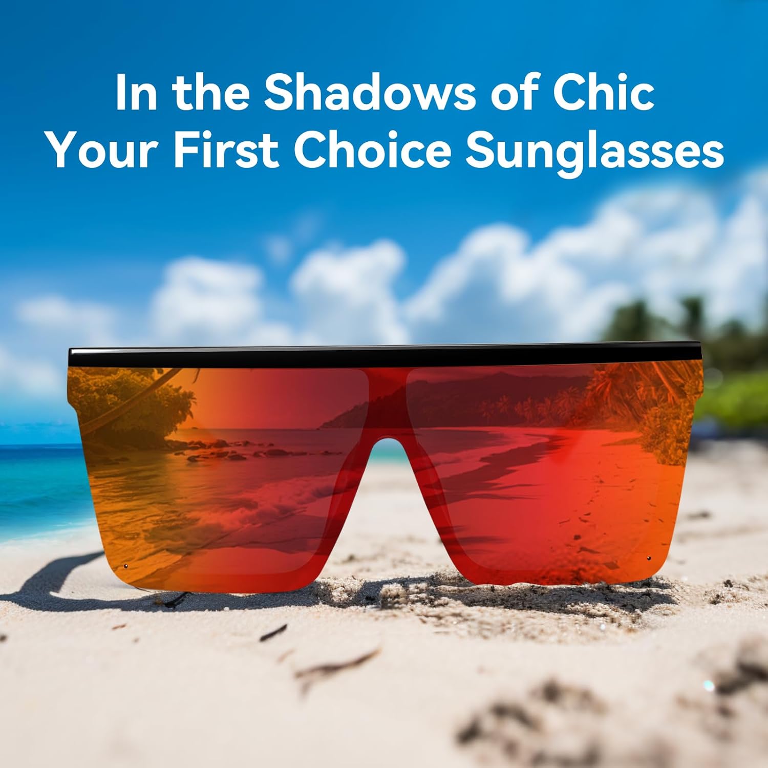 Dollger Square Oversized Sunglasses for Women Men Fashion Flat Top Big Black Frame Shades - Image 2