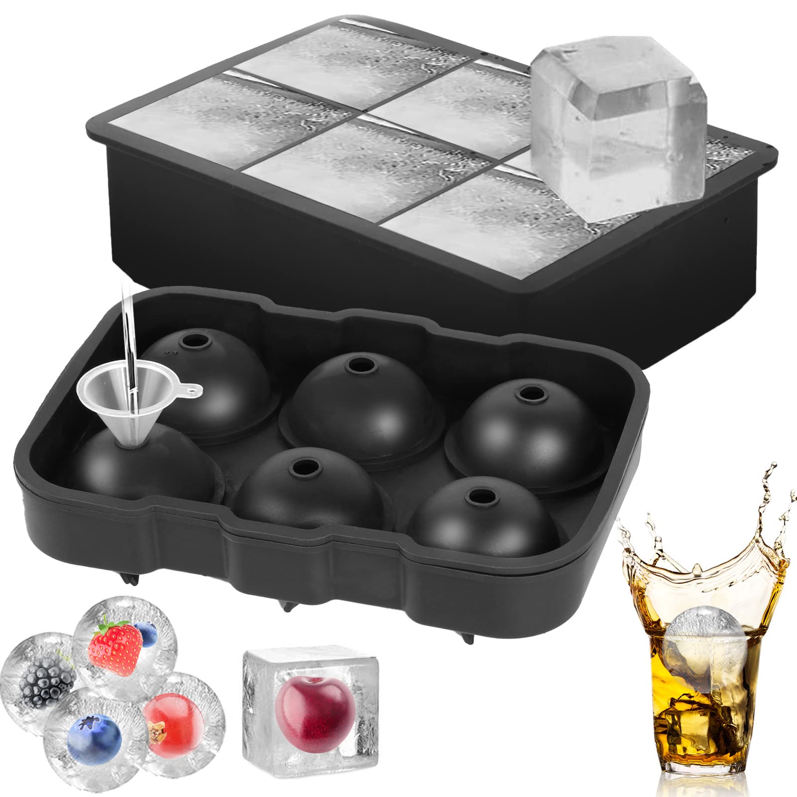 2 Stampini Per Ghiaccio XXL In Silicone - Cubetti 4,5 Cm Per Whisky E Cocktail - Foto 10