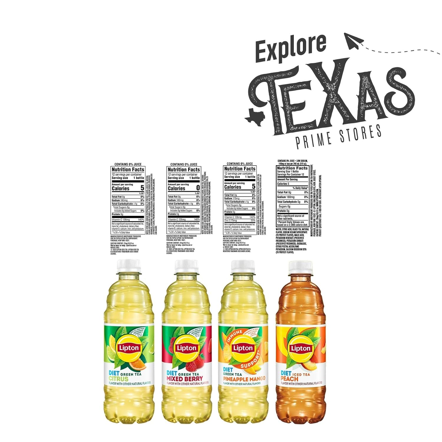 Lipton Diet Collection 12-Pack of Black and Green Iced Tea Plastic Bottle 16.9 fl oz