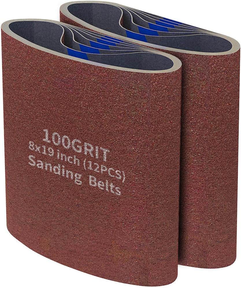 12 Packs 8 x 19 inch Cloth Floor Sanding Belts Ideal for Sanding Commercial and Residential Flooring - 2 Each of 40/60/80/100/120/150 Grits