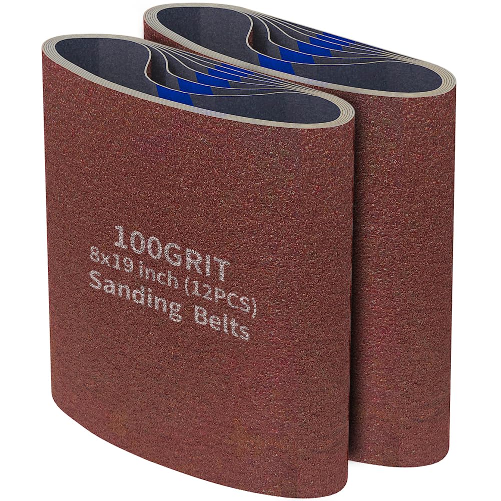 abrasticle 12 Packs 8 x 19 inch 100 Grit Cloth Floor Sanding Belts Ideal for Sanding Commercial and Residential Flooring