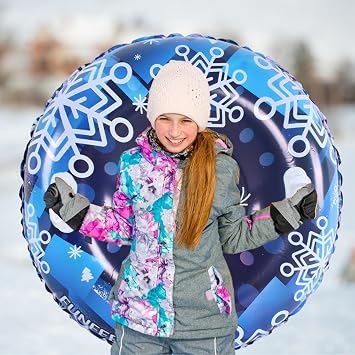 Snow Sledge for Adults, Snow Tubes for Kids | Outdoor Snow Toys with 2 Handles, Inflatable Sledge,Tear-Resistant Toboggan Tube Winter Toys for Kids, Adults