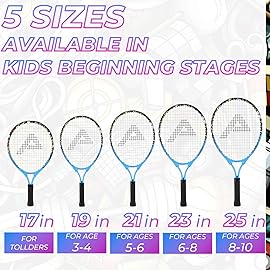 AMA SPORT Kids Tennis Racket for Junior Toddlers Starter Kit 17-25 for Girl Pink and Boy Yellow with 420D Nylon Shoulder Strap Bag, Graffiti Blue 23