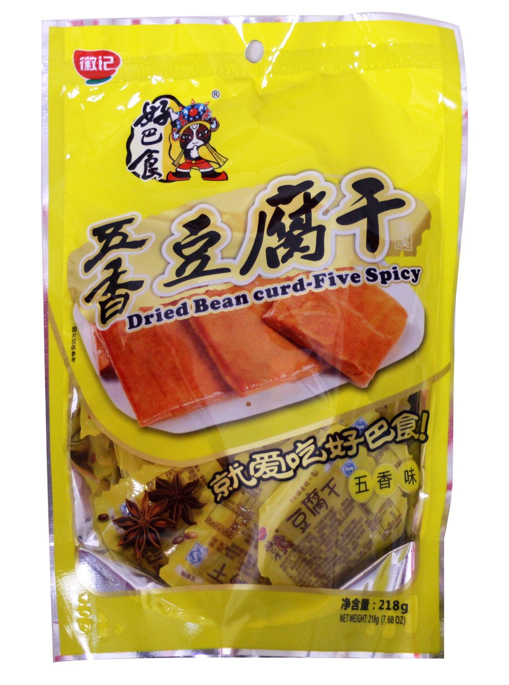徽記好巴食五香豆腐乾 Dried Snack Tofu Spicy Bean Curd - Five Spices Flavor 218g (7.68oz)