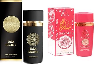 USA EBONY & Sarah Candy Couple Perfume Set - Matching Cologne & Perfume Gift for Him/Her with Long-Lasting Sillage | 3.4 Fl Oz Each (His & Hers Fragrance Duo)