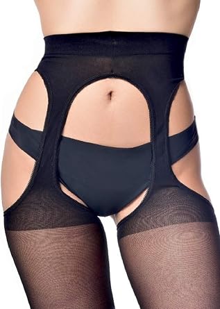 Womens Sexy Black Suspender Tights 
