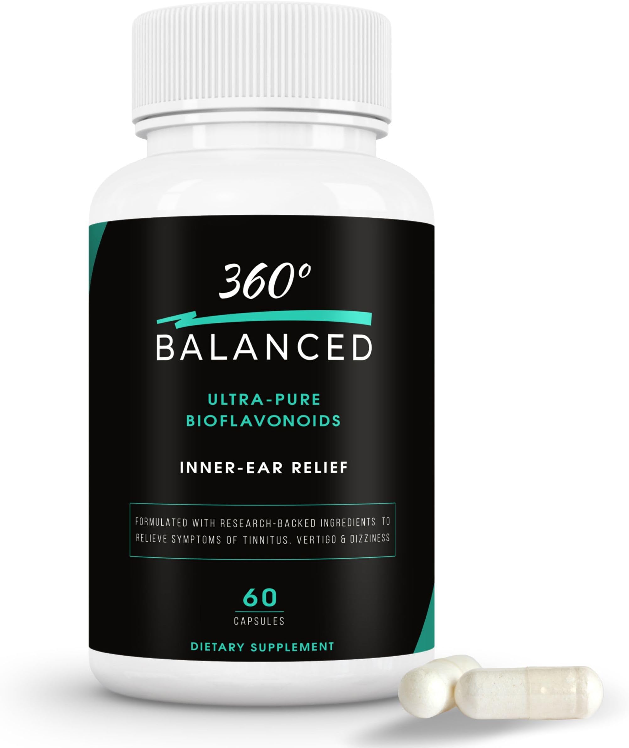 Ultra-Pure BIOFLAVONOIDS, Tinnitus, Vertigo and Ringing Ear Relief, Ear Health Vitamins, Bioflavonoids, Ginger, Beet Root, Lemon, Choline, Inositol, Hesperidin - 90 Day Satisfaction Guarantee