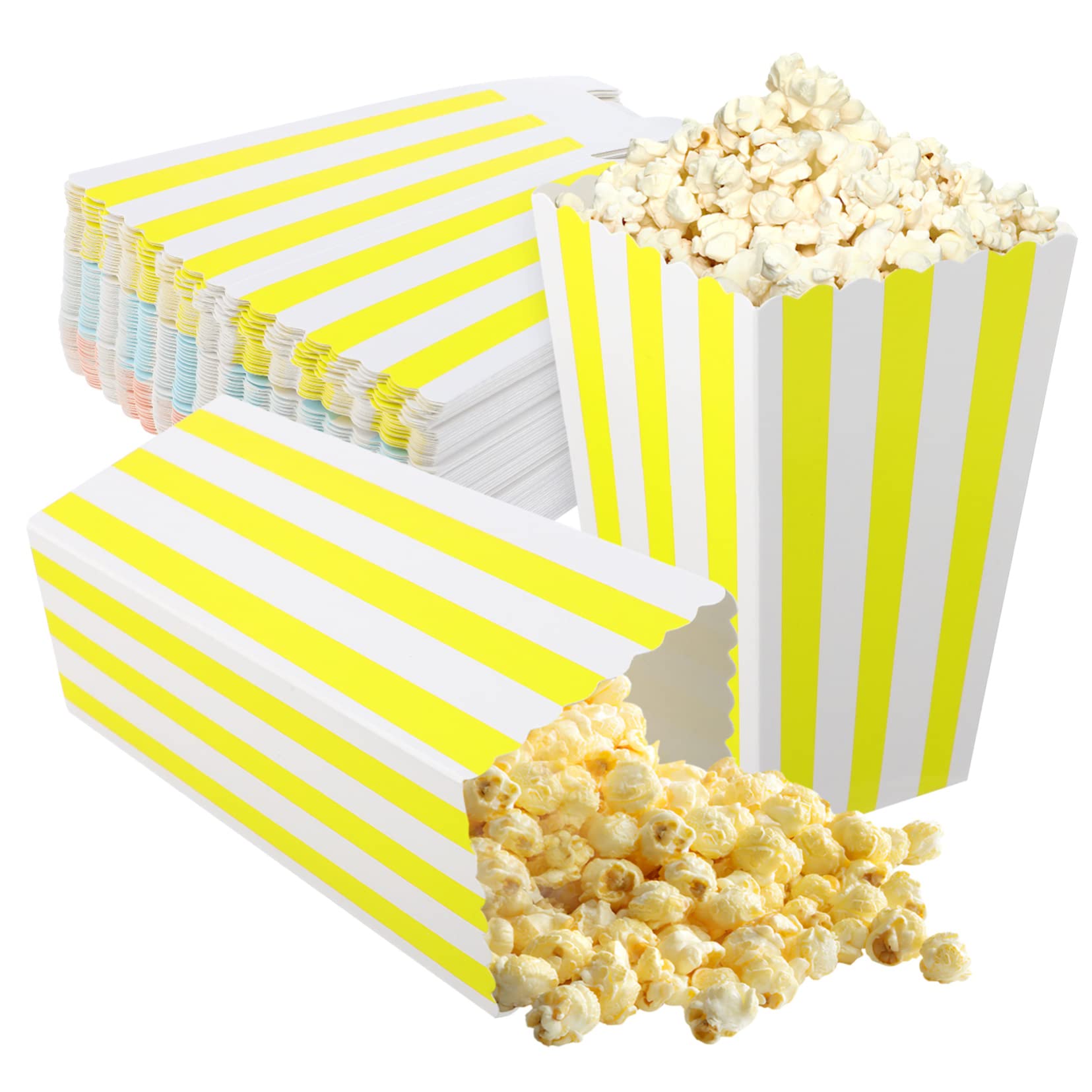Cabilock 60pcs Colorful Striped Snack Boxes for Parties and Events Popcorn Containers and Carnival Celebrations