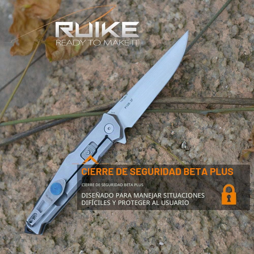 RUIKE P108 Framelock & betaplus Lock Cuchillo Unisex, Gris