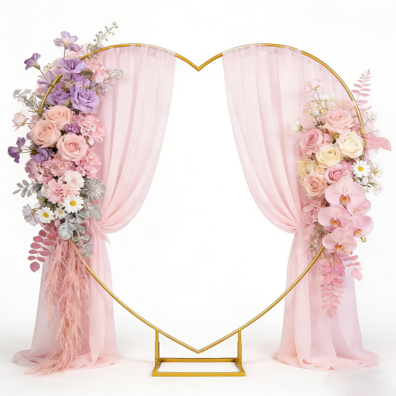 2m x 2m Herzballonbogen aus Metall mit Stand, Liebesherz Ballonbogen Set für Hochzeiten, Babyparty, Geburtstag, Jubiläum - Herzförmiger Dekorationsbogen mit robustem Ständer