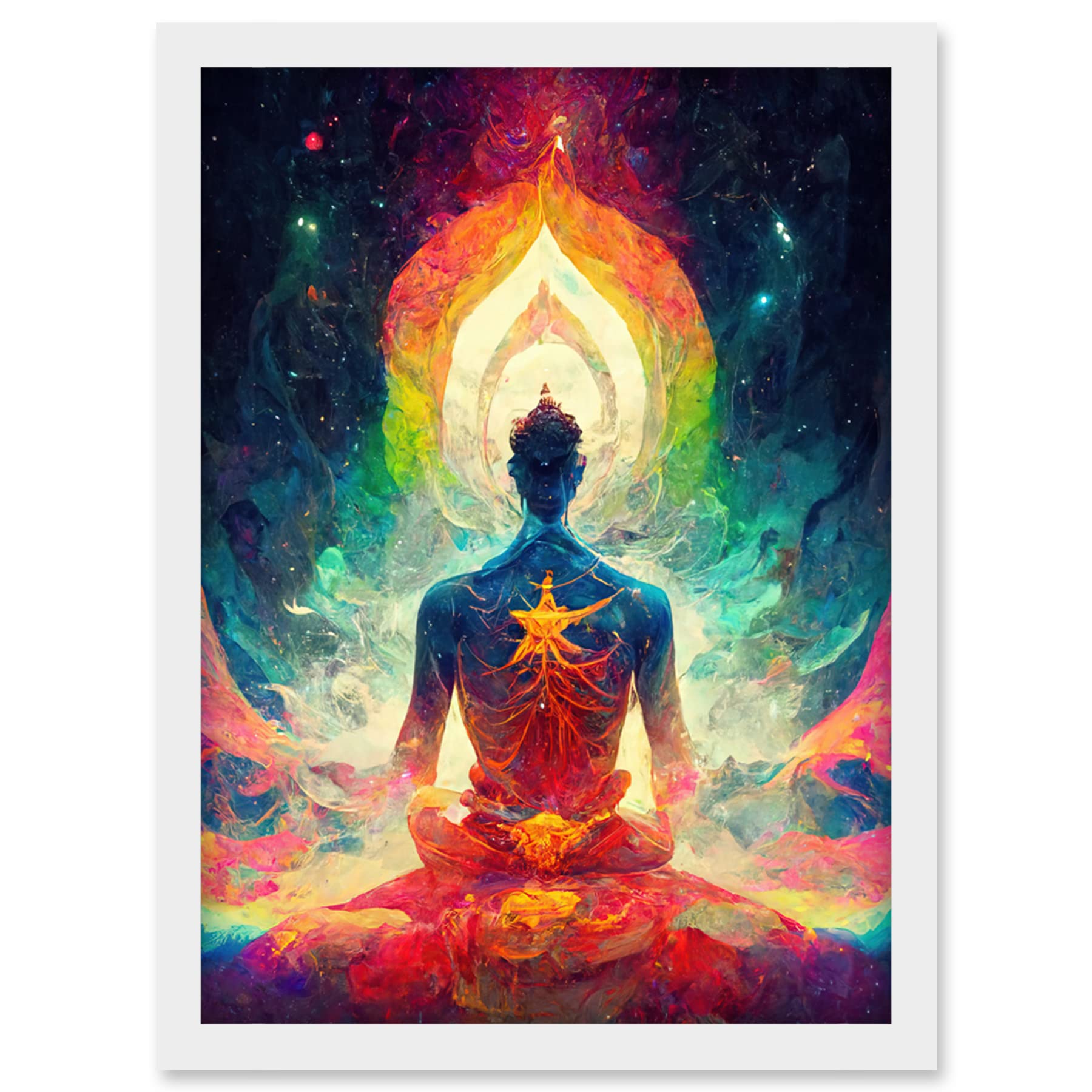 Doppelganger33 LTD Ethereal Seven Chakra Meditation Astral Artwork Framed Wall Art Print A4