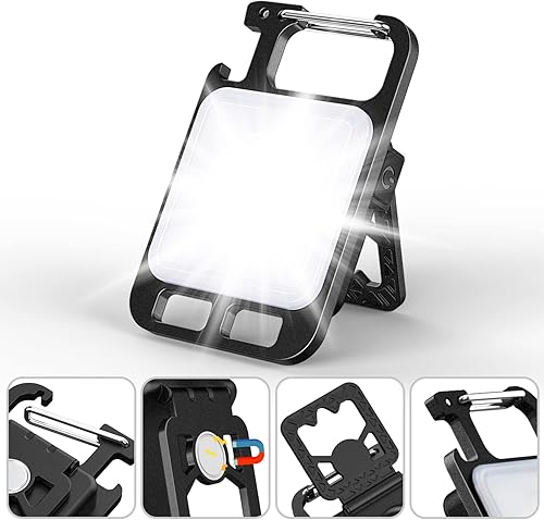 Llavero mini linterna, 1000 lúmenes, luz COB súper brillante, 4 modos USB C linterna de bolsillo con lente azul roja, pequeña luz de trabajo