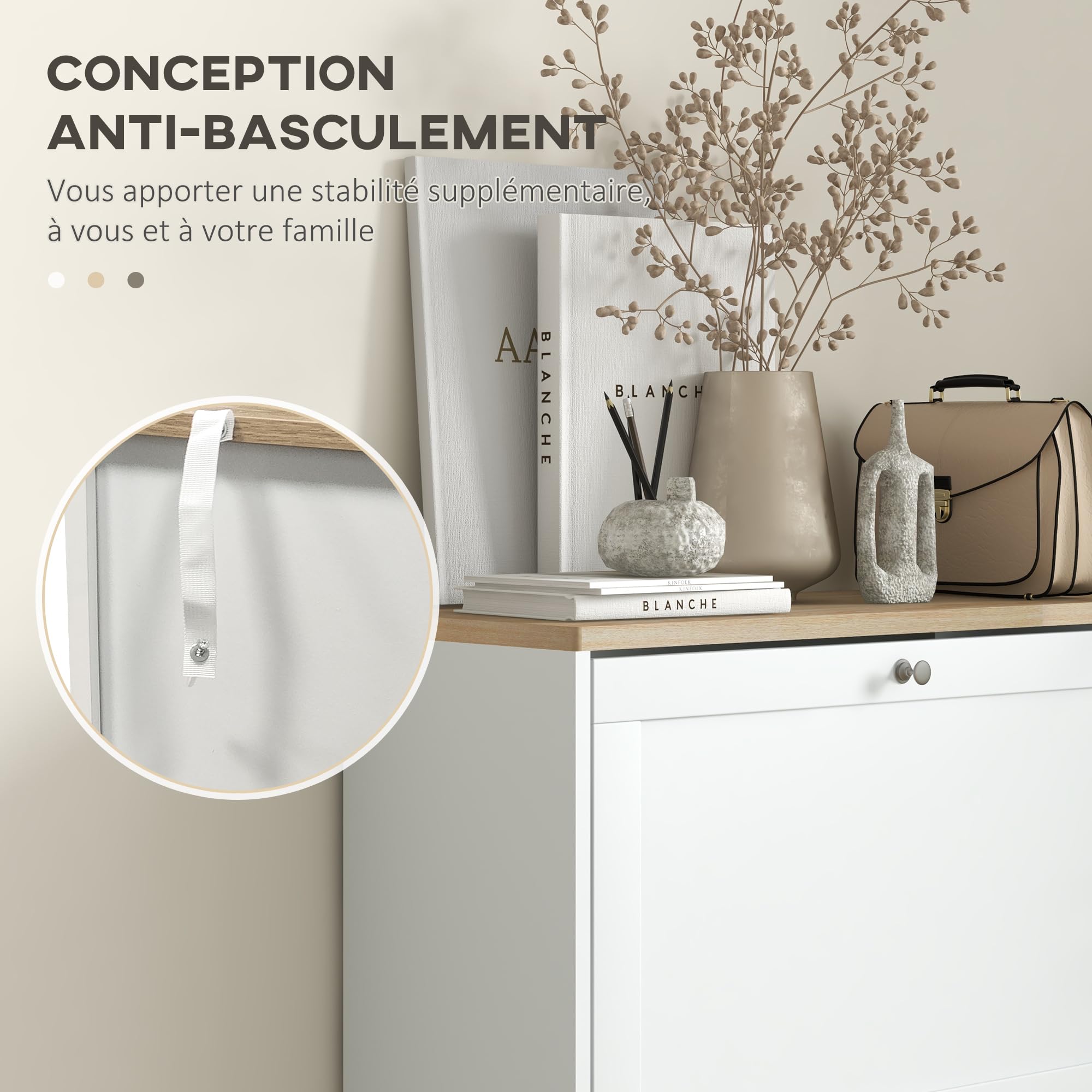 HOMCOM Meuble à Chaussures 3 Tiroirs 18 Paires 60 x 23,5 x 115 cm Blanc | Armoire à Chaussures Étroite, Moderne, Étagères Réglables, pour Couloir et Entrée