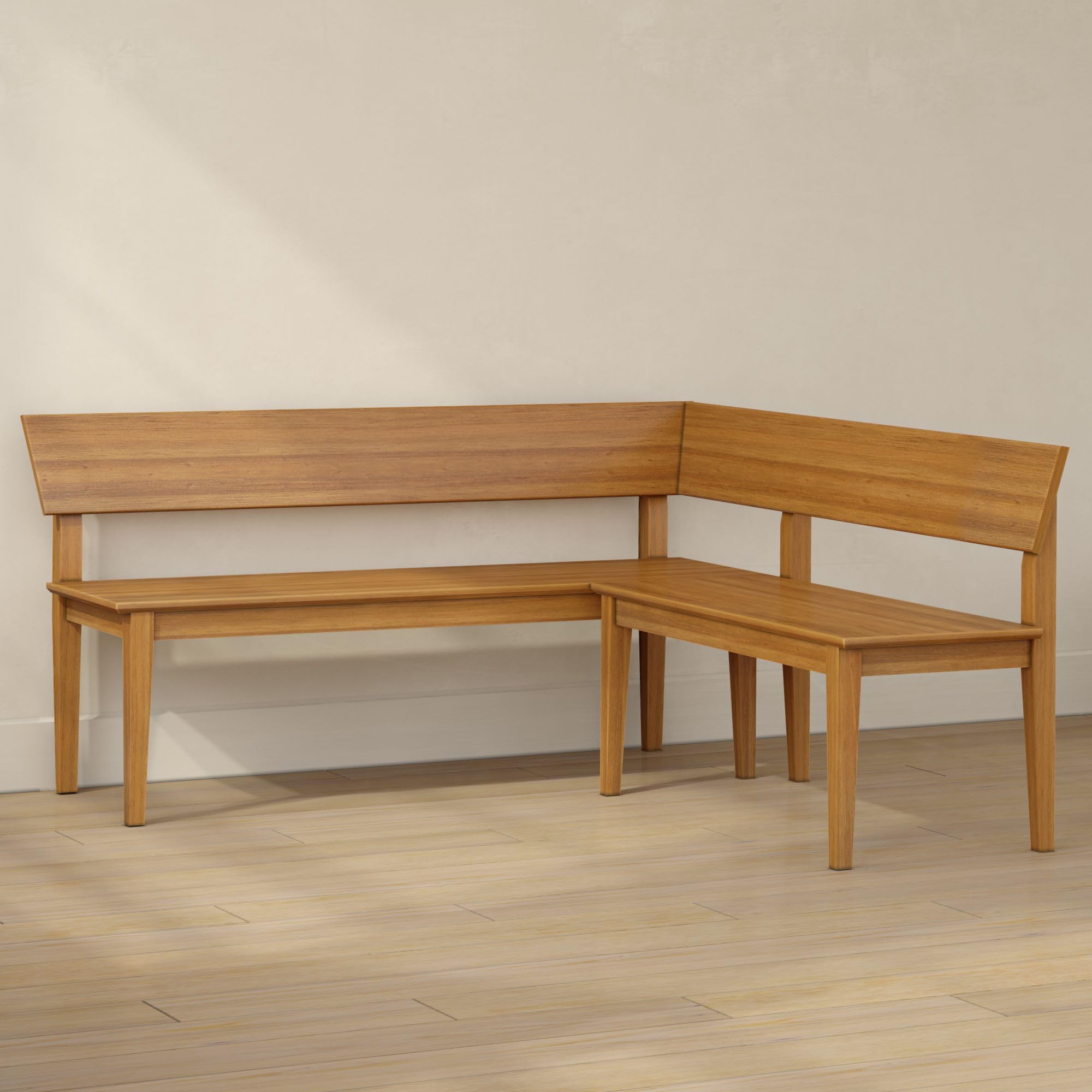 Plank+Beam Risa Dining Bench, 64 Inch, Corner Bench, Pecan | Space-Saving Solution, Hassle-Free Setup, Solid Wood