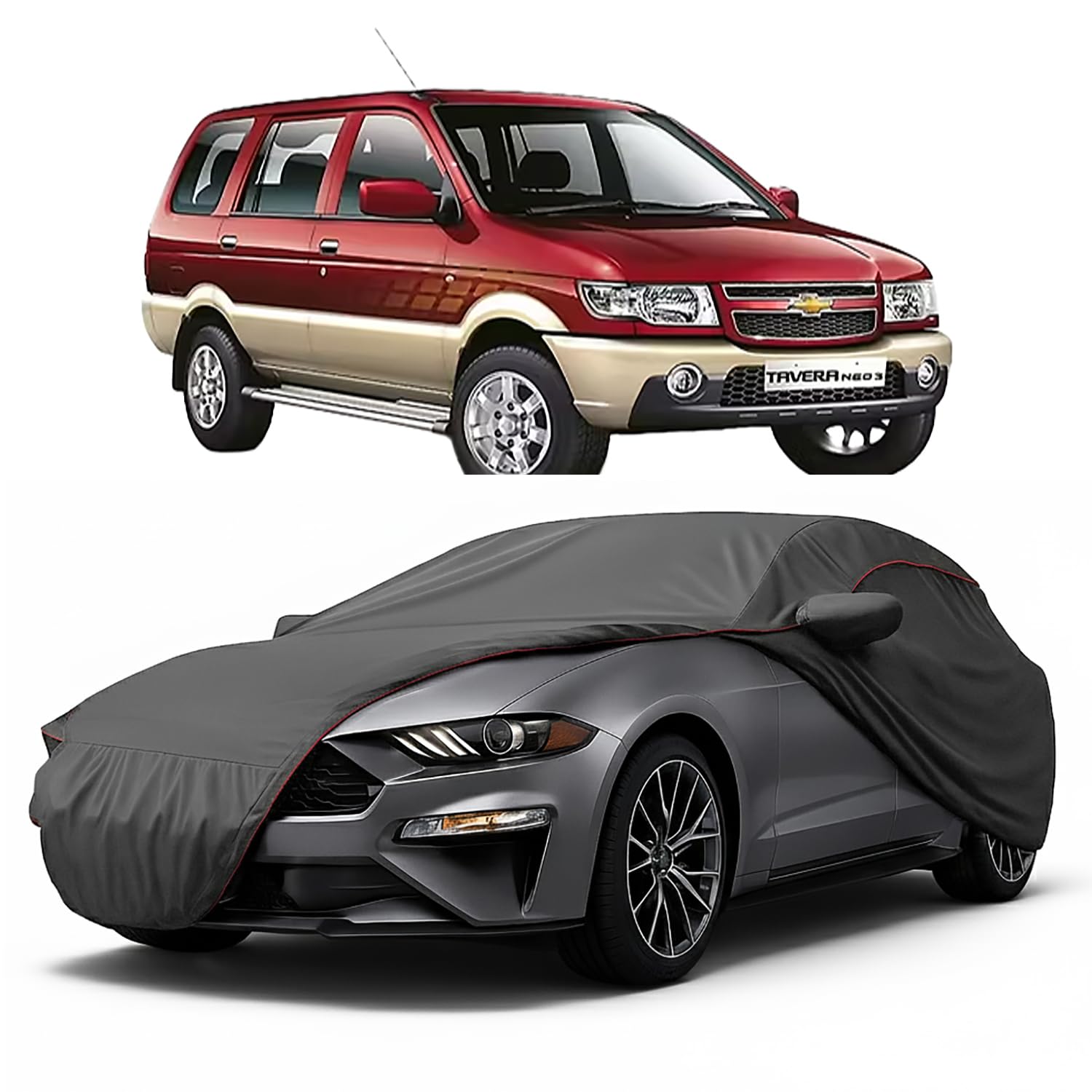 Car Cover Compatible with Chevrolet Tavera | Custom Fit | Lightweight & Durable | Water Repellent | UV Protection | Dustproof | Mirror Pockets