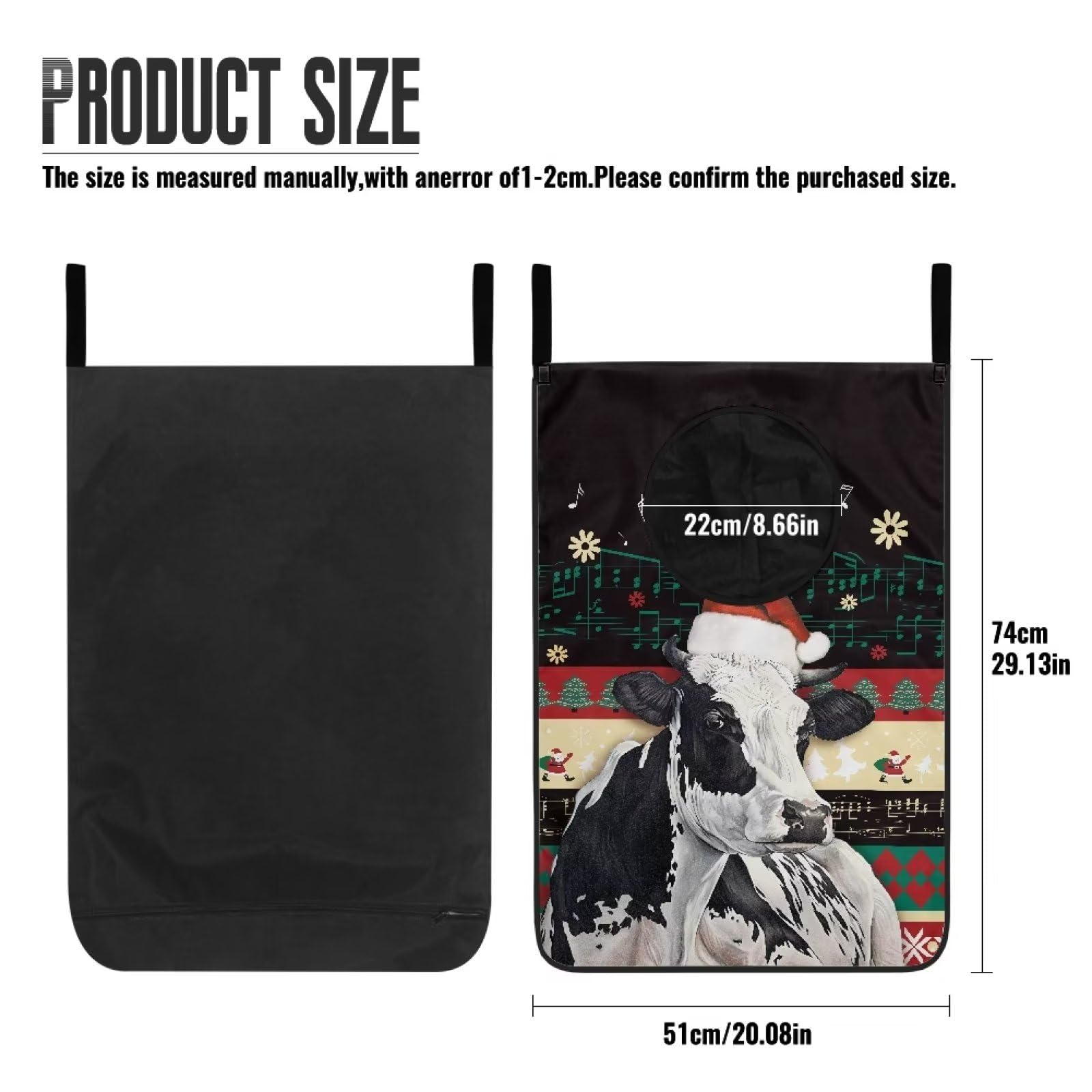 Xpyiqun Farm Cow Laundry Bags Hanging Laundry Hamper 2 Piece Laundry Basket, 29H