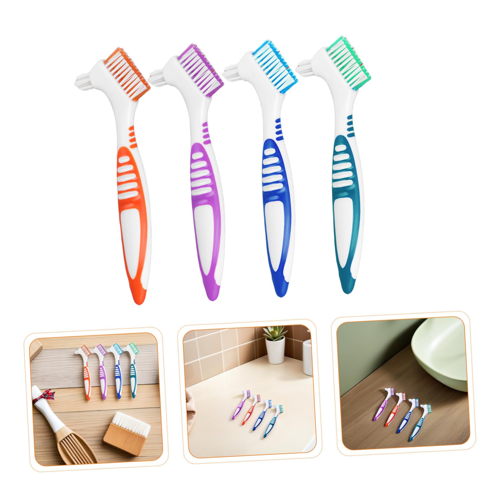 12 Pezzi Spazzolino Doppia Faccia per Protesi Dentali Pulizia Denti Falsi e Ortodontici Morbido e Portatile per Viaggi e Uso Quotidiano Strumento Completo per e Rimozione Placca