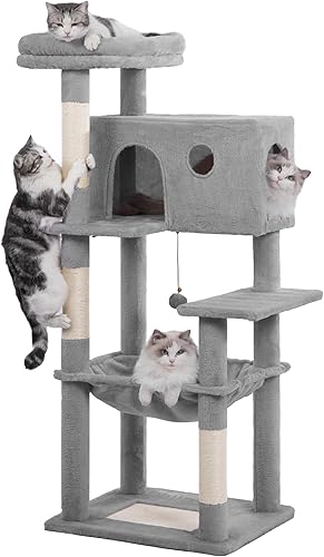 Miniatura 11 de Árbol para gatos pequeños de 32 pulgadas para gatos grandes, torre para gatos adultos con poste rascador, hamaca grande de 15.7 pulgadas y auto