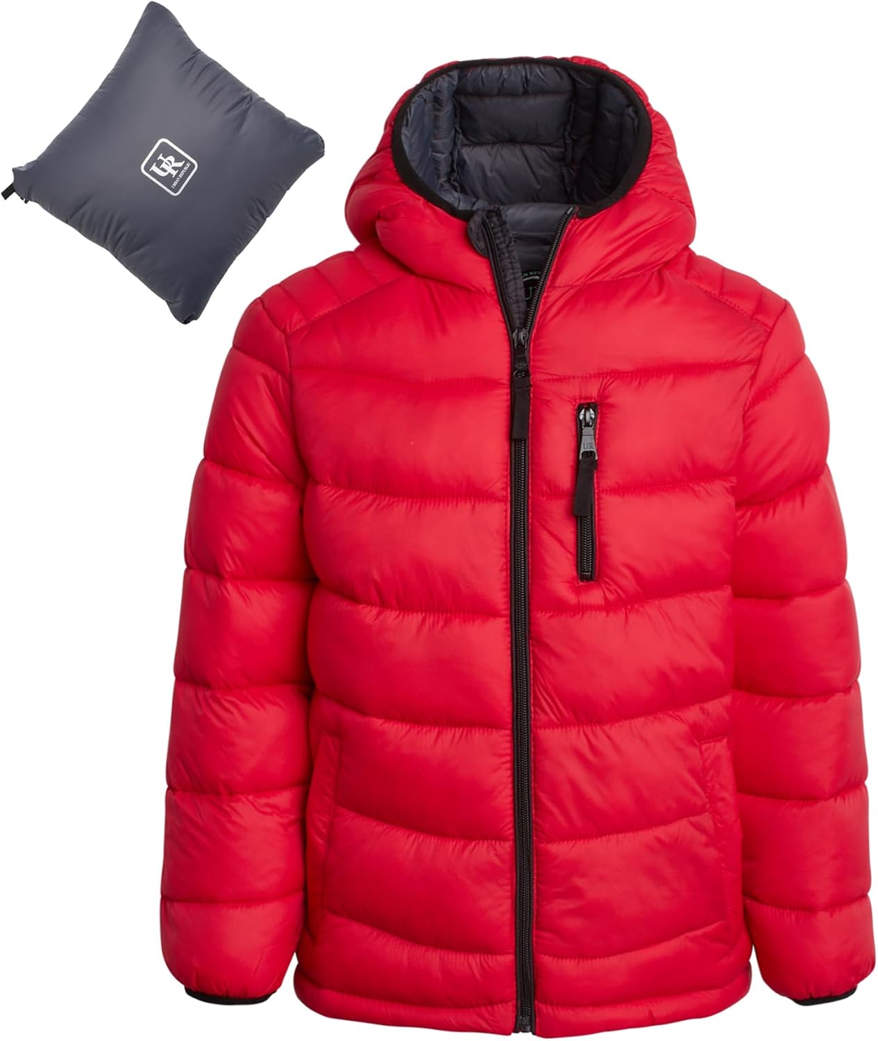 URBAN REPUBLIC Boys Puffer Jacket - Packable Warm Insulated Hooded Boys Winter Coat with Pockets (Sizes 4-20)