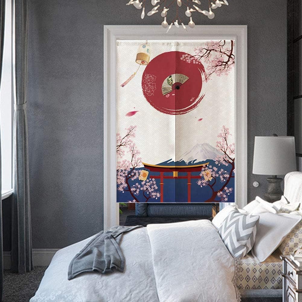 Fdit Japanese Elegant Door Curtain, Living Room Bedroom Kitchen Shop Restaurant Decorative Door Half Curtain 33.5 x 47.2 inch - Image 3