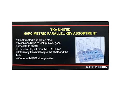 60 pc Keystock Bar Assortment Lock Pulleys Gears Square Key Stock Keyway Set (SAE+Metric)