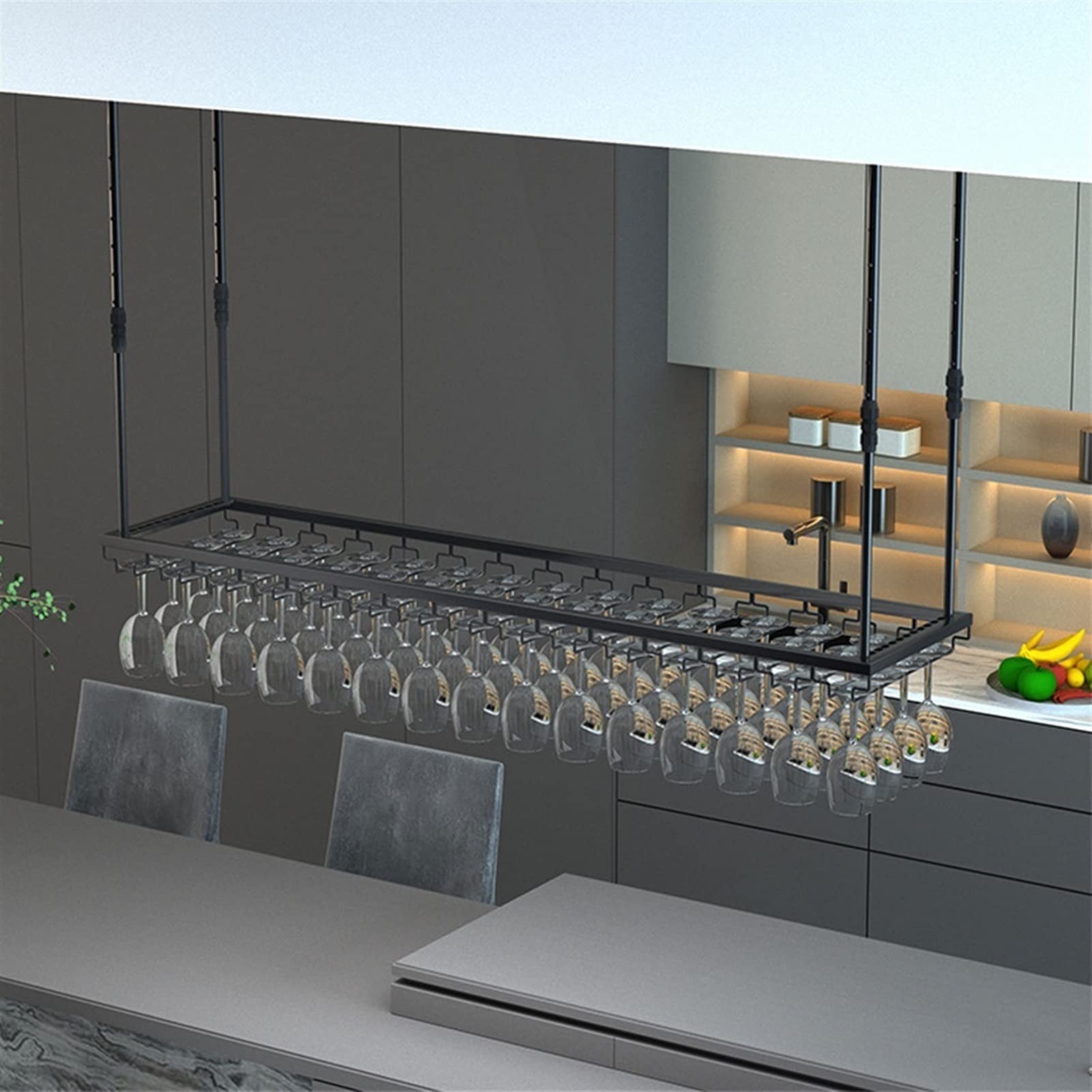 Étagère de rangement pour verres à pied avec support vin à hauteur réglable