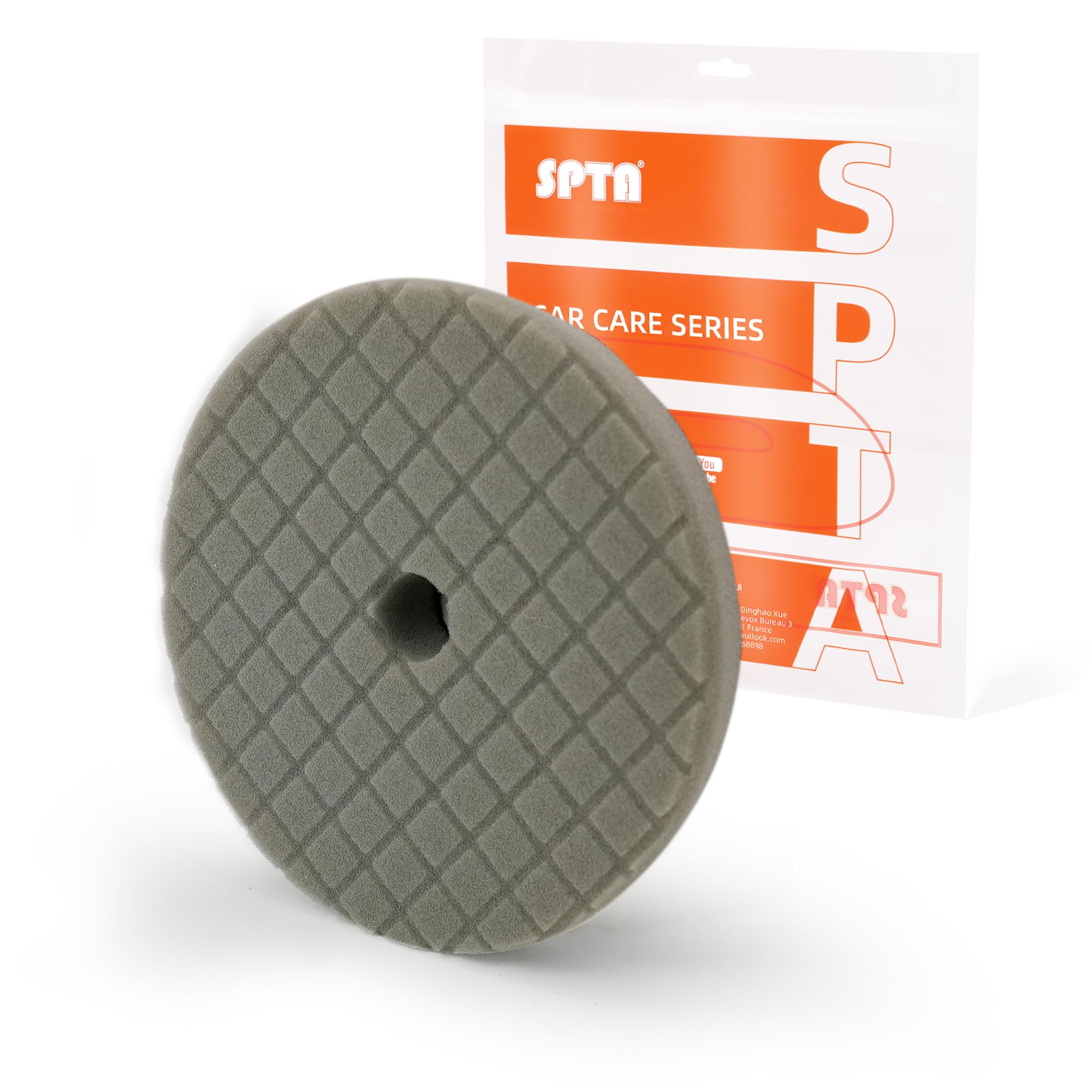 SPTA Gray T40 Ultra-Fine Finishing Foam Polishing Pads, 1Pcs 6 Inch 150mm Backing Plate Compound Buffing Sponge Pads for Car Buffer Polisher Compounding, Polishing and Waxing-SF603