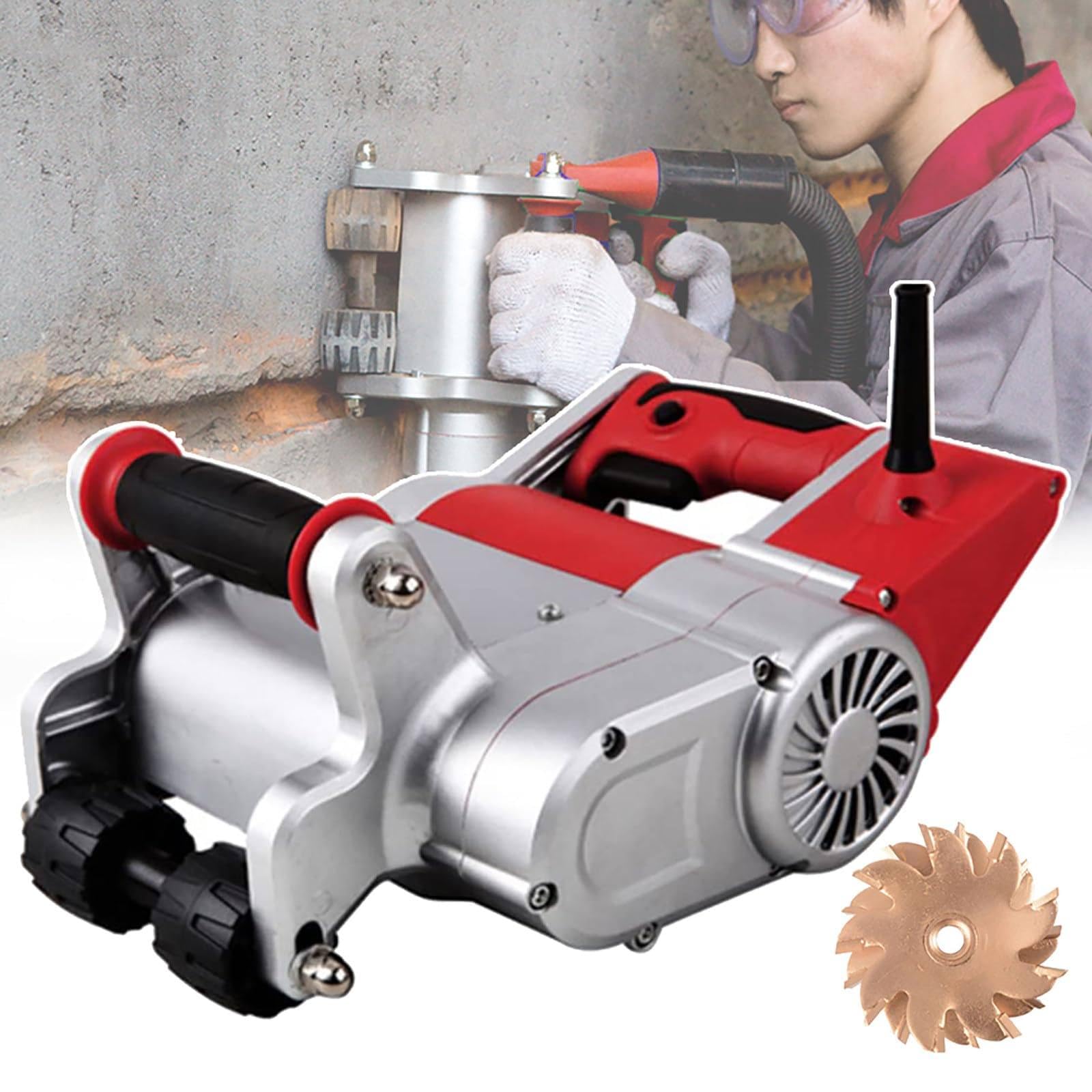 GSHSHOU Electric Wall Groove Cutting Machine with 25mm+35mm Blades Concrete Cutting Grooving Machine for Brick Granite Marble Concrete 110V