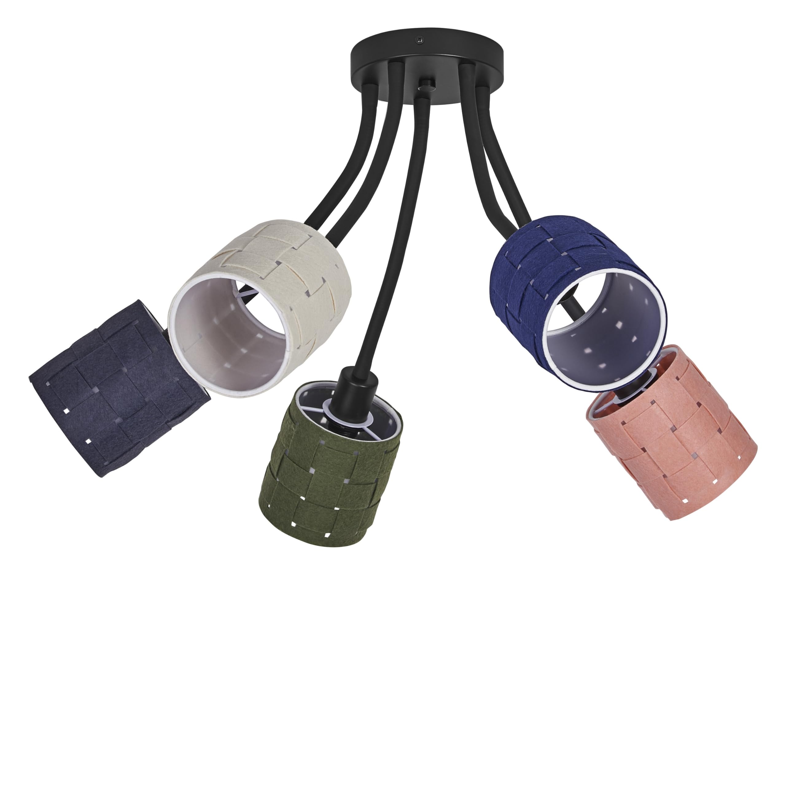 OSRAM 5-Flame Decor Felt Weaving Cans Felt and Metal Ceiling luminaire, E14, 630mm Length, Warm Lighting Thanks to Woven lampshade, Sustainable Due to Replaceable Light Source, Simple Installation