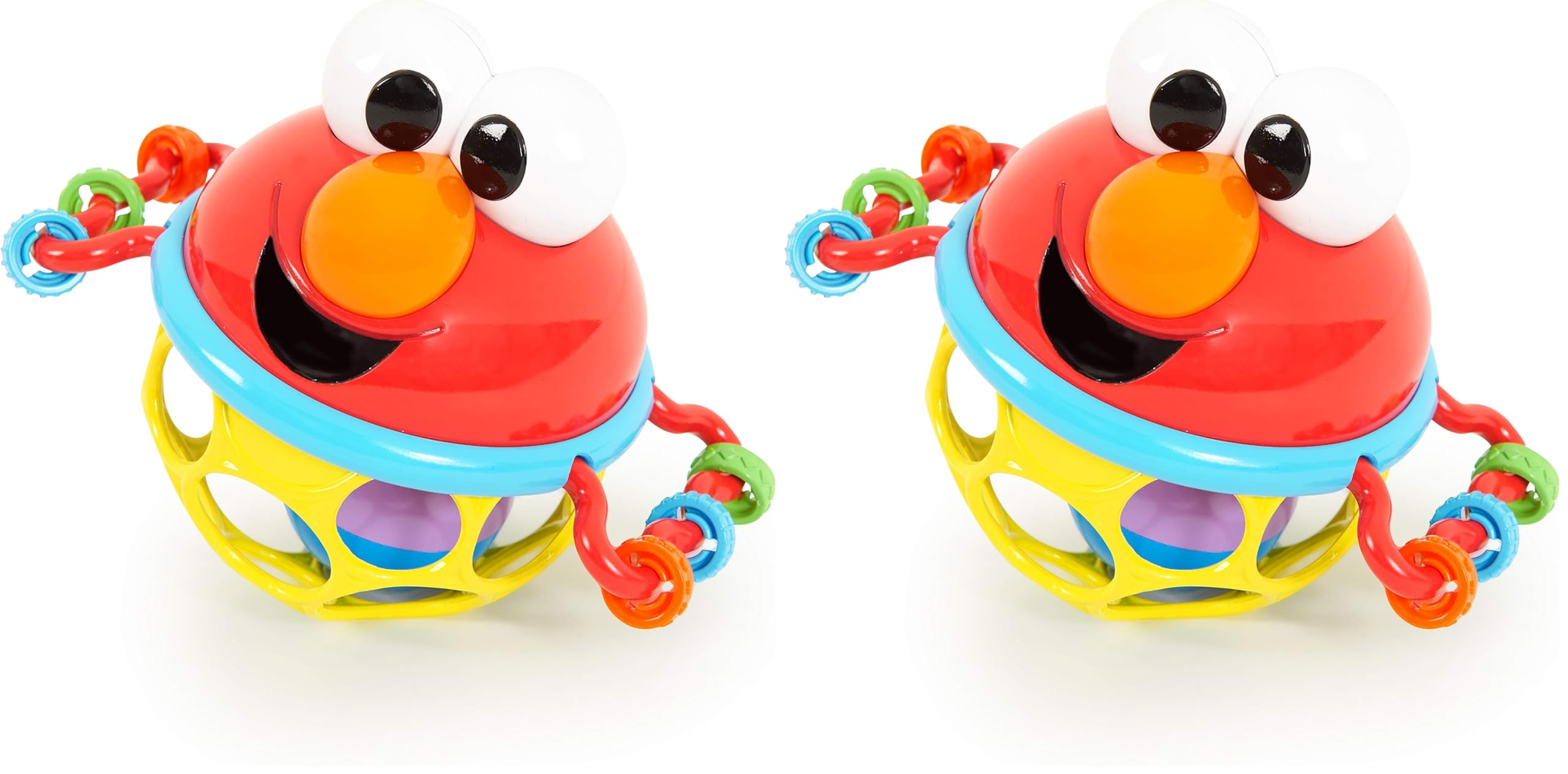 Bright Starts Sesame Street Jingle & Shake Elmo BPA-Free Easy Grasp Baby Rattle, Ages 3-12 Months (Pack of 2)