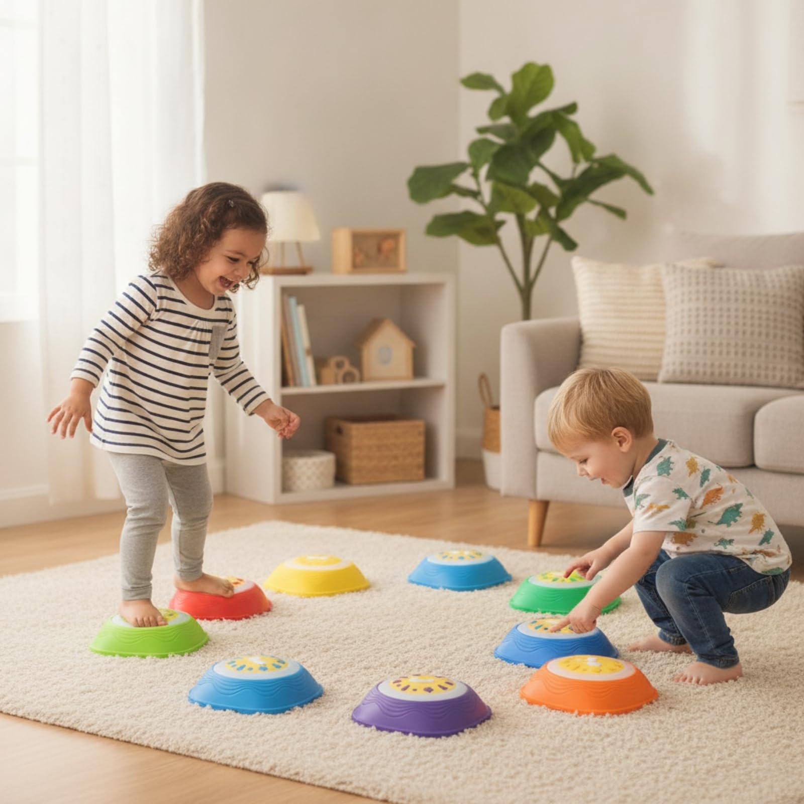 kowaku 6 Piezas Piedra Equilibrio con Luz y Sonido Interactivo Piedra Equilibrio Apilable Juego para, Casa, Colegio