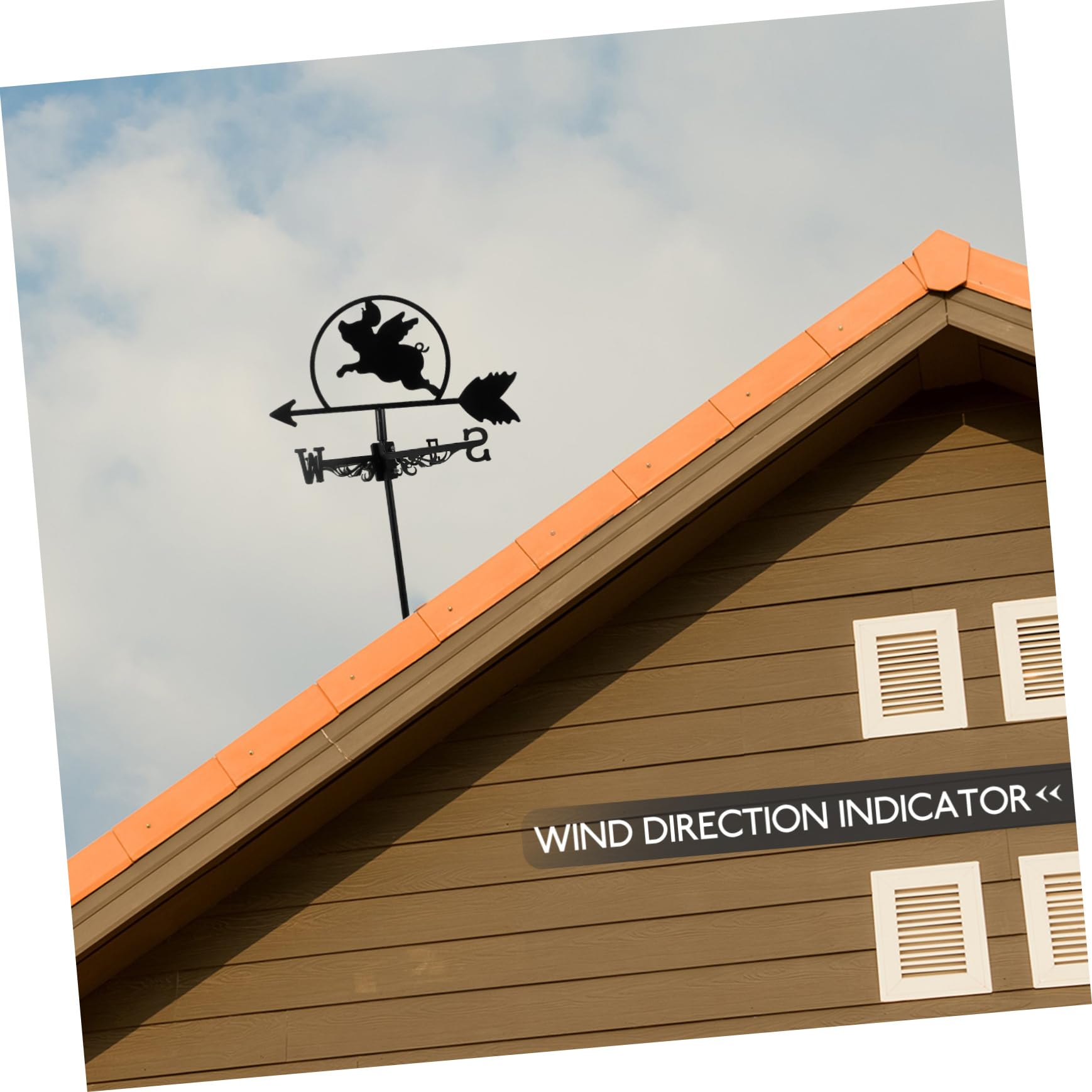 Eisen Wetterfahne Garten Dekoration Windrichtungsanzeiger für Hinterhof und Garten Rostfreier Gartenstecker mit Fliegendem Schwein Design für Außendekoration