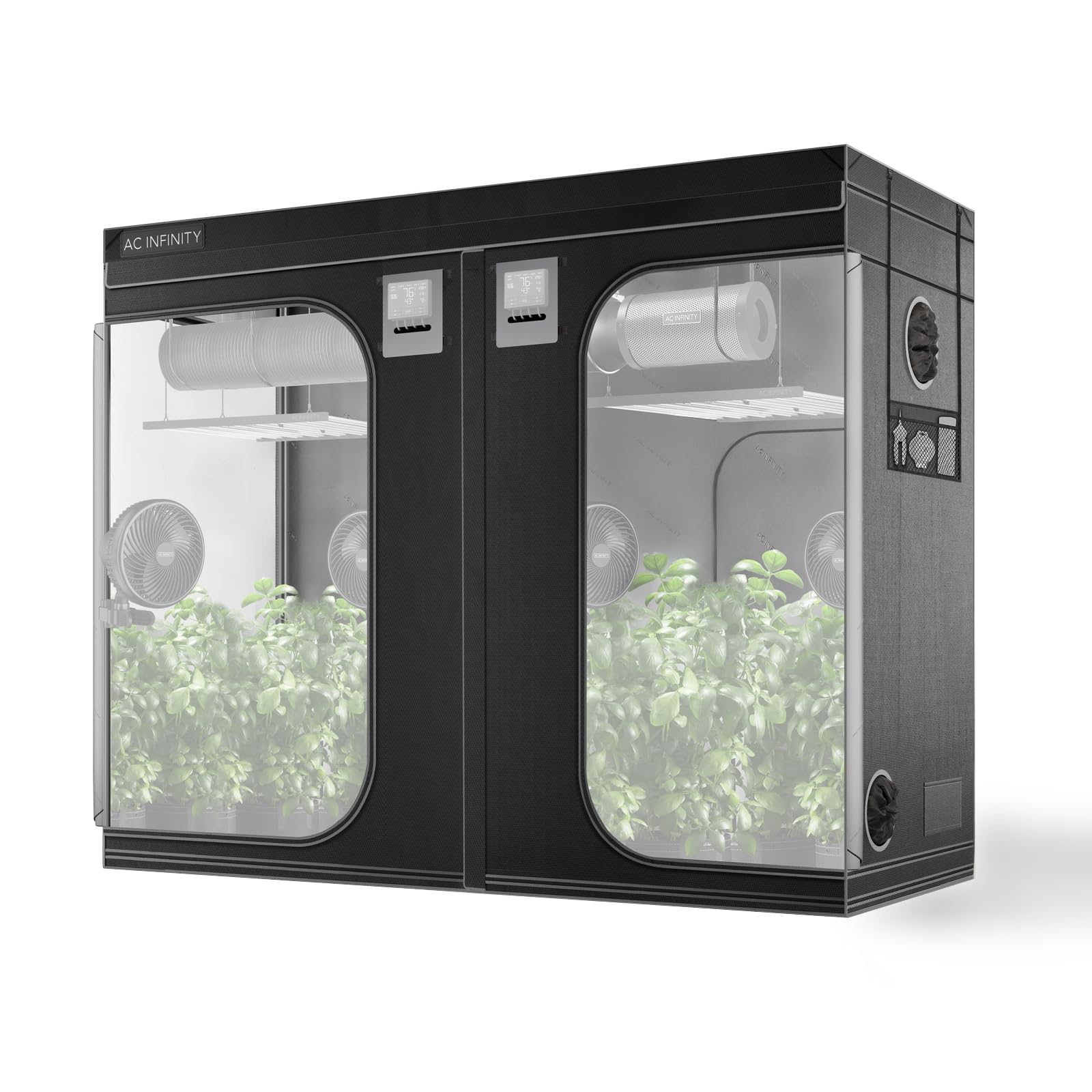 AC Infinity CLOUDLAB 894, Advance Grow Tent 8x4, Thickest 1" Poles, 2000D Mylar Canvas, Lab-Tested Highest Reflectivity, Largest Zipper Window, Controller Mount Plate, 96" x 48" x 80" Indoor Growing