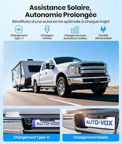 AUTO-VOX Kit telecamera di retromarcia senza fili alimentata ad energia solare, installazione in 3 minuti, telecamera di backup chiara con impermeabilità IP69K per auto e furgoni - 5