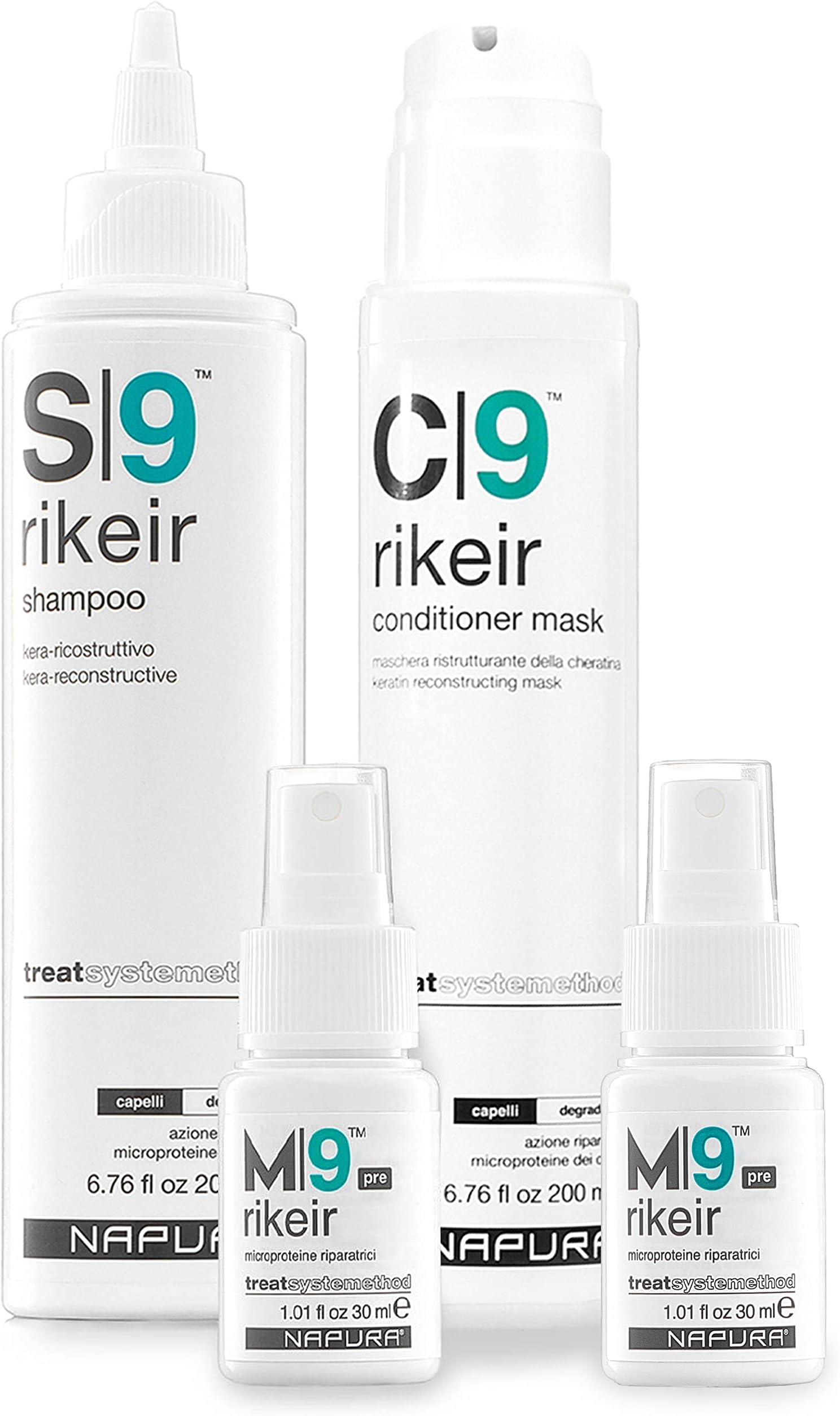 Professional Hair Repair Bundle (Hair Repair Treatment 1.01 fl oz x 2, Shampoo 6.76 fl oz and Conditioner-Mask 6.76 fl oz) by NAPURA